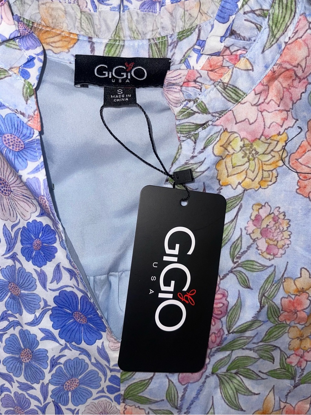 🆕#304~GiGio~Patchwork Floral Midi Dress in Blue, Pink, & Multi, Sm - Picture 13 of 16